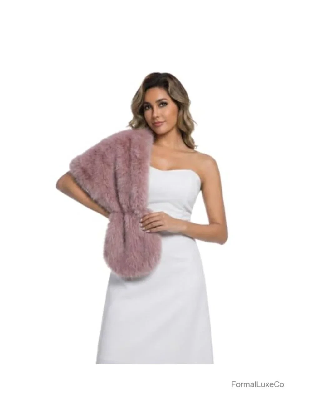 Faux Fur Collar Scarf Wrap Shawl - Winter Warm Stole Bridal Wedding